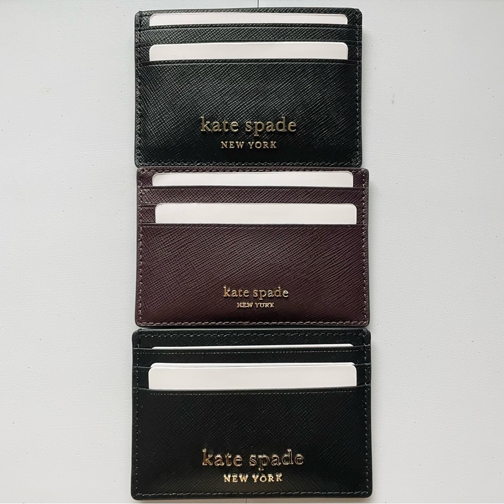 NWT (chocolate) Kate Spade cameron small slim cardholder wallet